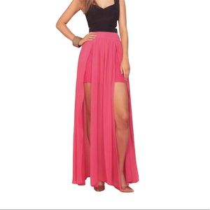 Keepsake the label maxi skirt w double split fuchsia sz S